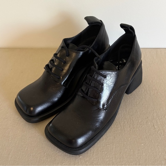 L’intervalle Classic Black Women's Heeled Oxford Shoes 37 - Picture 3 of 7